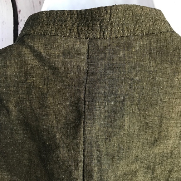 Vintage Les Copains Linen Blend Jacket Europe Green Olive - Picture 9 of 16